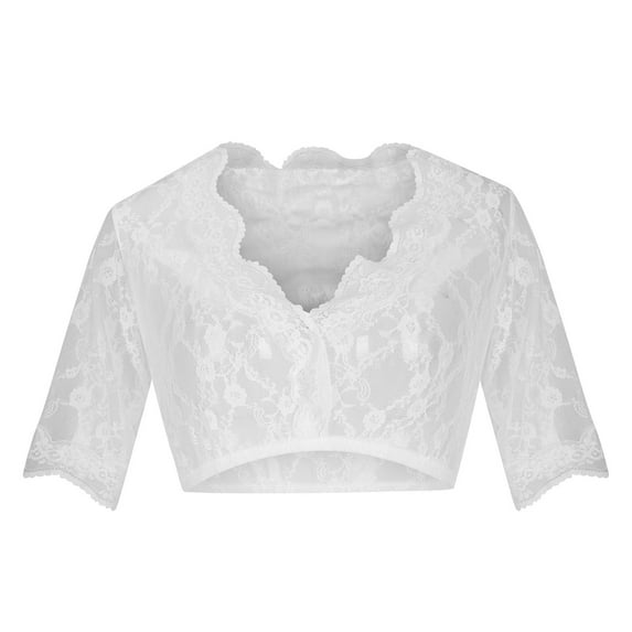 MuZeFu Oktoberfest Shirts for Women Women Stand-up Collar Blouse Dirndl Blouse Lace Blouse For Oktoberfest Tops