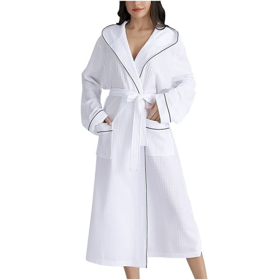 MuZeFu Pajamas for Women Dress Cotton Women's Winter Warm Nightgown Couple Bathrobe Men And Women And Winter Nightgown