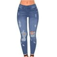 thumbnail image 1 of MuZeFu Patched Ripped Jeans for Women Women's Solid Color Ripped Trousers Casual Pants With Pockets, 1 of 9