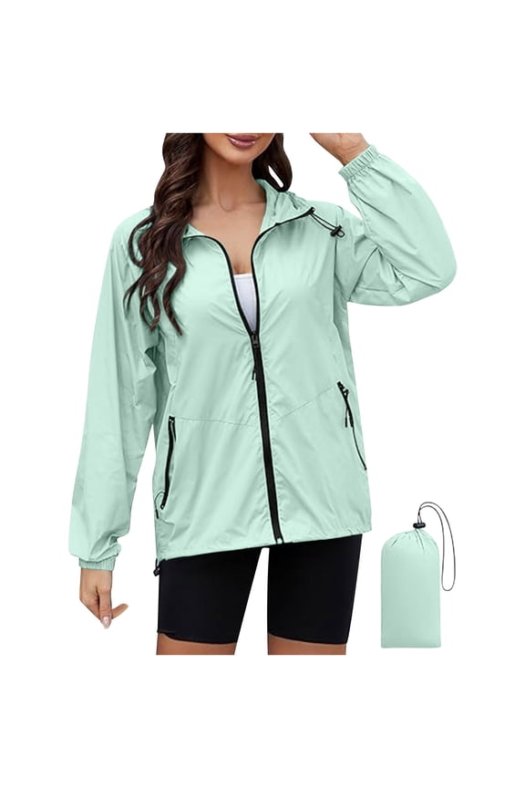 Raincoat Women Lightweight Waterproof Rain Jackets Packable Outdoor Hooded Windbreaker with Adjustable Drawstring