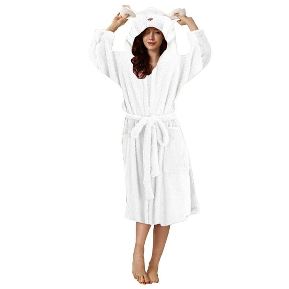 MuZeFu Robes for Women Terry Cloth Women's Fashion Robe Bathrobe Lengthening Keep Warm Lapel Same Style For Men And Women Long Sleeve