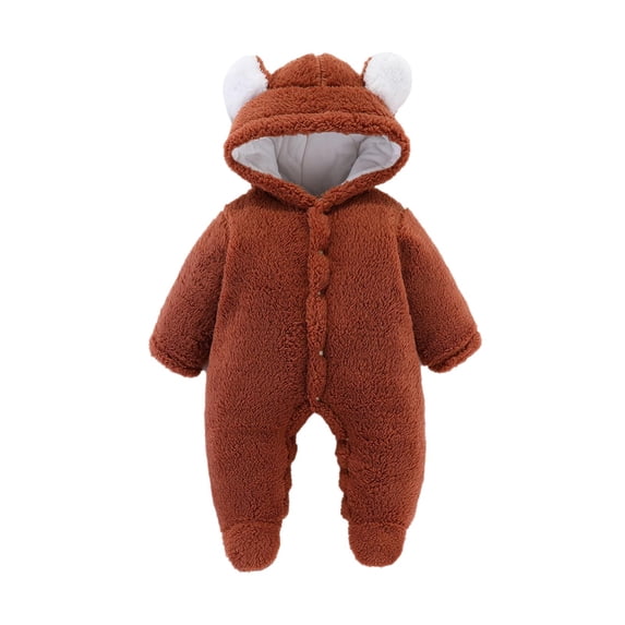MuZeFu Rompers for Baby Girls Long Sleeve Newborn Baby Winter Girls Boys Clothes Warm Bear Ears Overall Rompers Hooded Jumpsuit