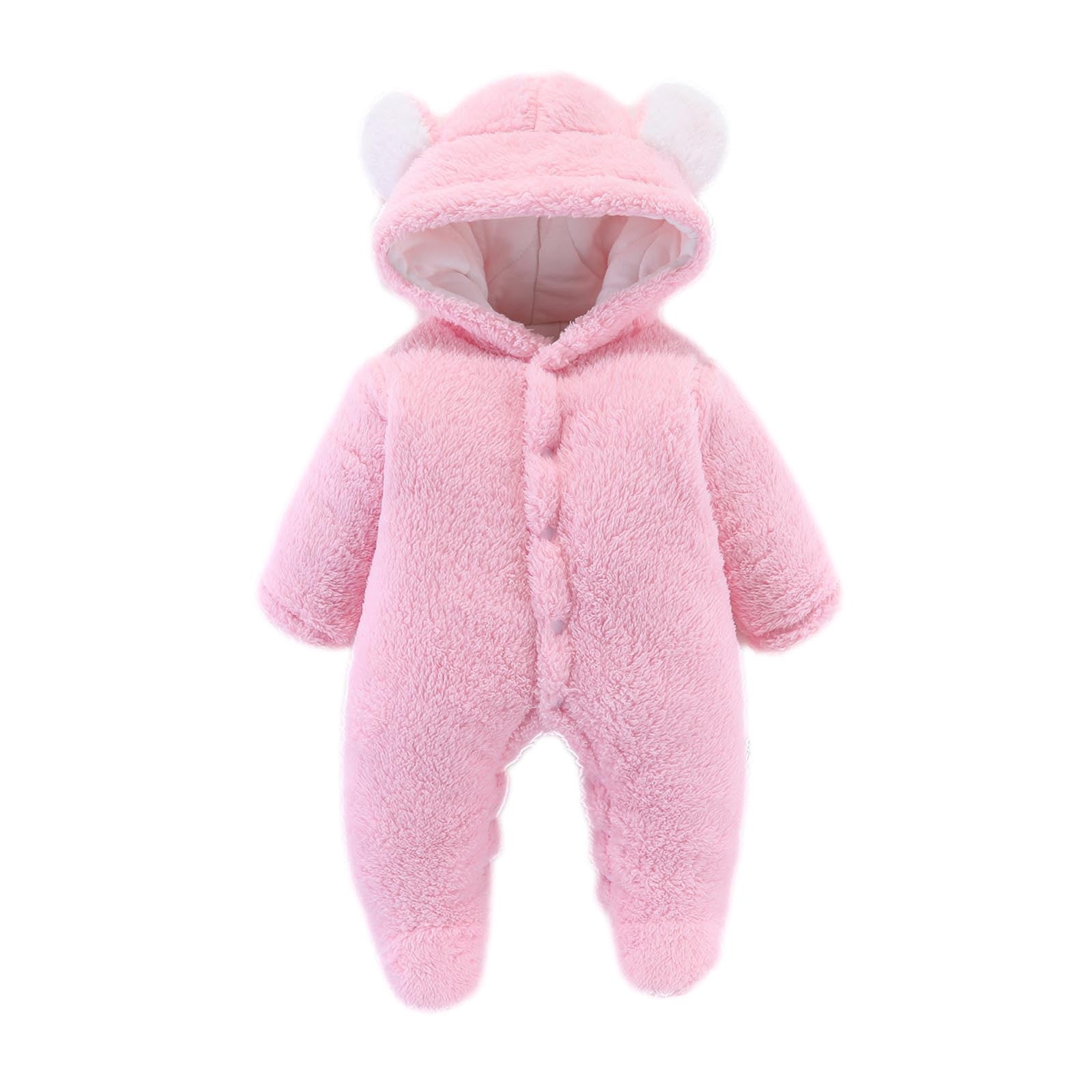 MuZeFu Rompers for Baby Girls Long Sleeve Newborn Baby Winter Girls Boys Clothes Warm Bear Ears Overall Rompers Hooded Jumpsuit
