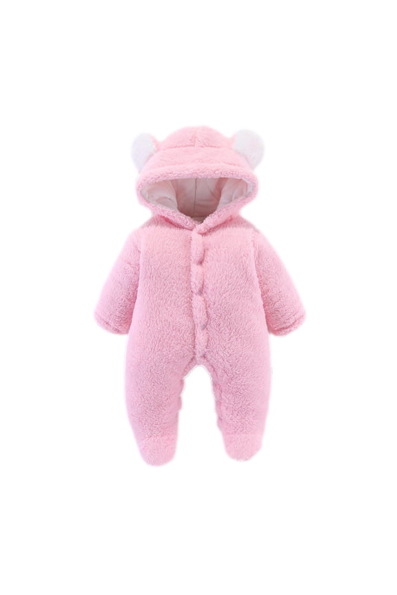 Rompers for Baby Girls Long Sleeve Newborn Baby Winter Girls Boys Clothes Warm Bear Ears Overall Rompers Hooded Jumpsuit