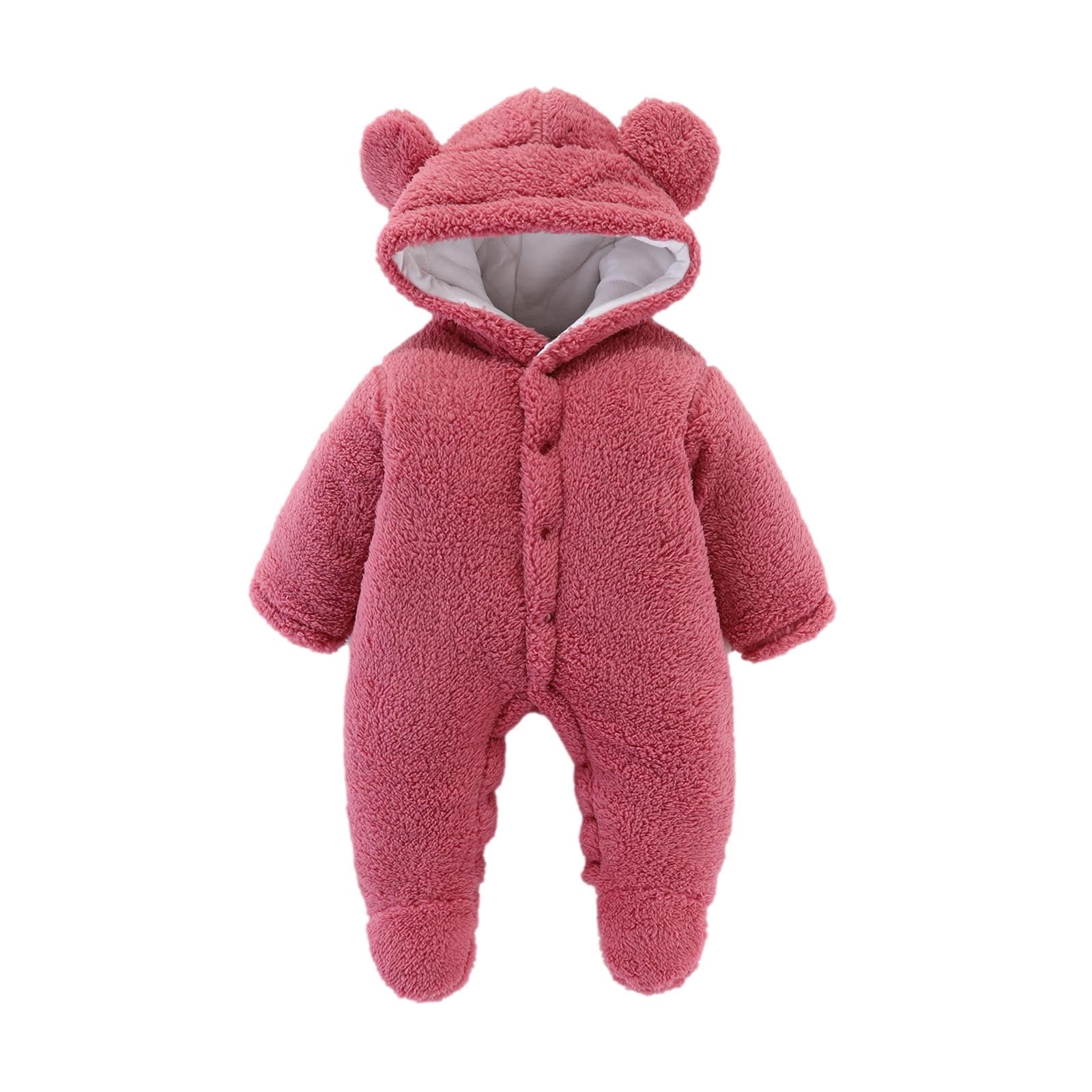 MuZeFu Rompers for Baby Girls Long Sleeve Newborn Baby Winter Girls Boys Clothes Warm Bear Ears Overall Rompers Hooded Jumpsuit