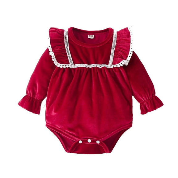 MuZeFu Rompers for Baby Girls Long Sleeve Newborn Infant Kids Baby Girls Soild Romper Jumpsuit Outfit Playsuit Clothes