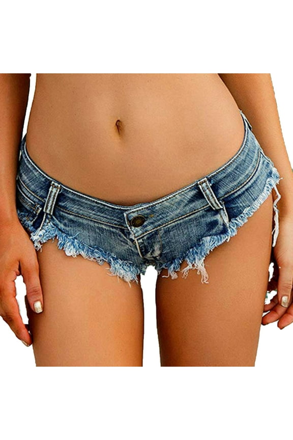 Sexy Women Low Rise Stretch Mini Denim Shorts Hot Pants Summer Low Waist Spicy Girls Plus Size Elastic Hole Women's Denim Shorts