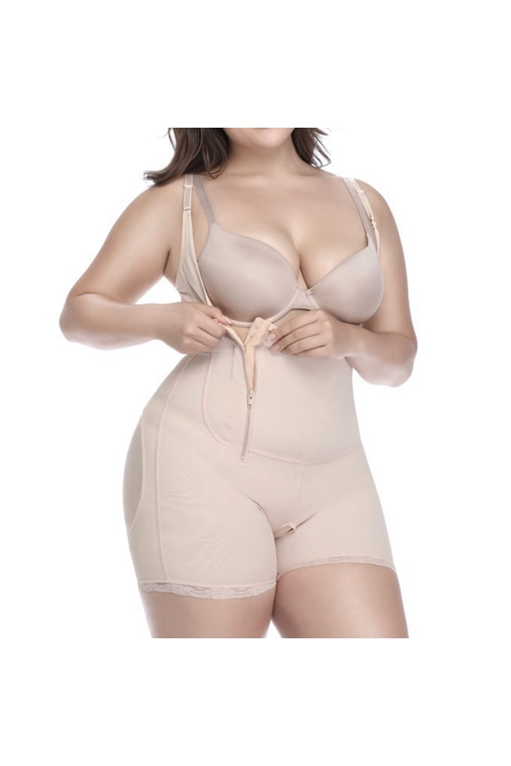 Shapewear for Women Tummy Control Plus Size Women Plus Suit U-Neck Vest Zipper Surgeries Lace Stitching Compression Garment Shapewear Bodysuit