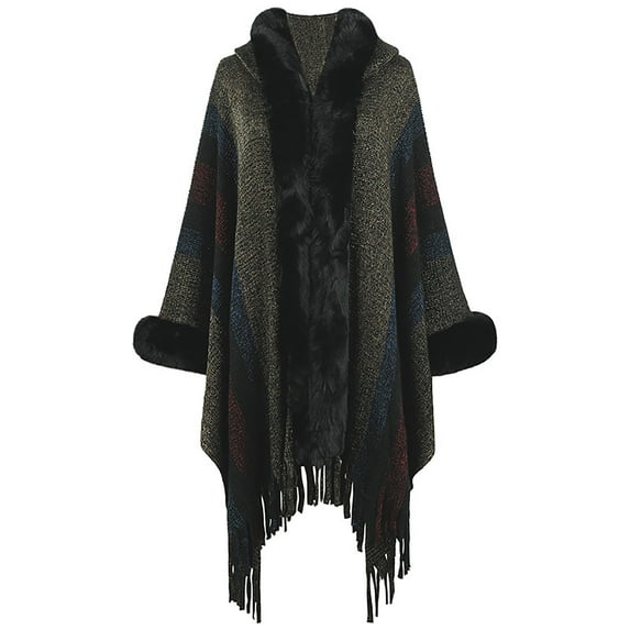 MuZeFu Shawls and Wraps for Women Women's Knitted Loose Thickened Shawl Coat Artificial Plush Neck Scarf Hooded Coat Tops