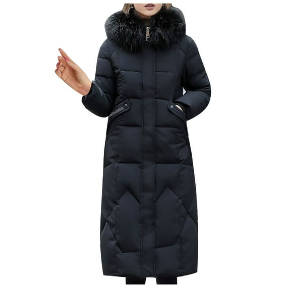 MuZeFu Slim Full Maxi Long Overcoat Women's Fall And Winter Long Sleeved Warm Cotton Jacket Bread