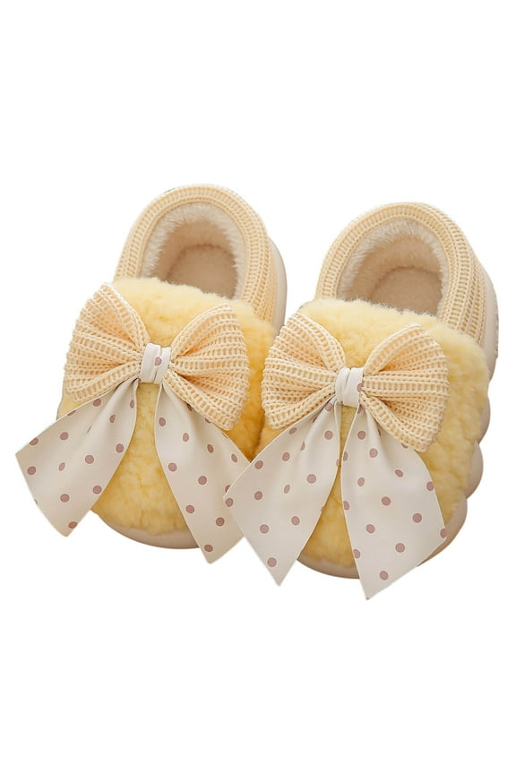 Slippers for Girl Character Children's/Girls' Winter Bag Heel Home Cute Bow Tie Non Slip And Warm Baby Cotton Shoes