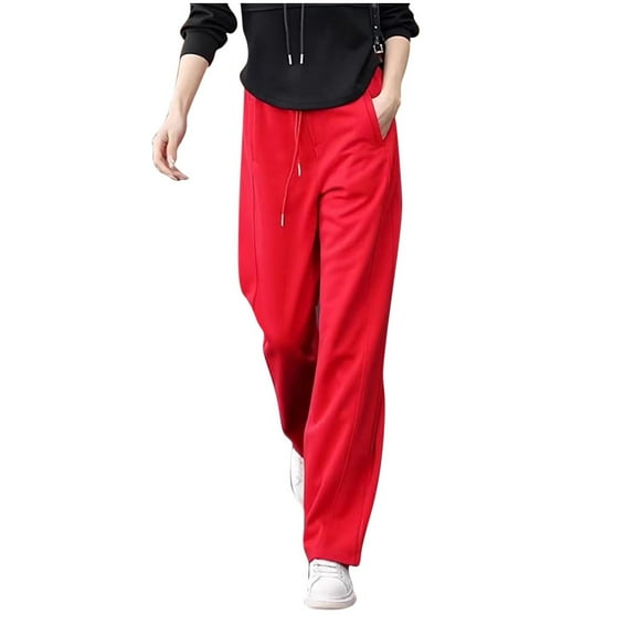 MuZeFu Straight Leg Sweatpants for Women Tall Women's Solid Color Sports Straight Leg Casual Pants