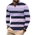 thumbnail image 1 of MuZeFu Striped Polo Shirts for Men Long Sleeve mens Casual Striped Printed Zipper T-shirt Shirt Long Sleeved Lapel Top/shirt, 1 of 5