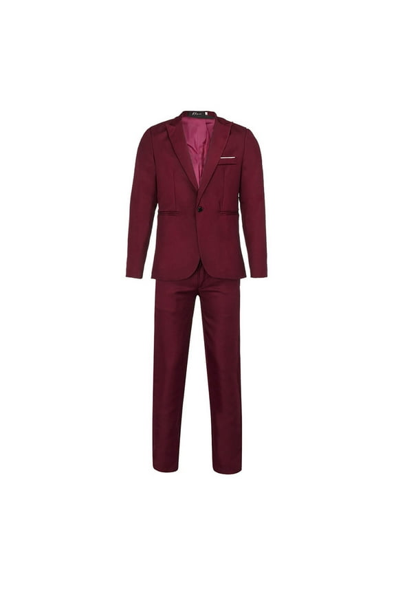 Suit Set for Men Suits for Men Wine Men's Fashion Suit Jacket + Suit Pants Two-piece Suit