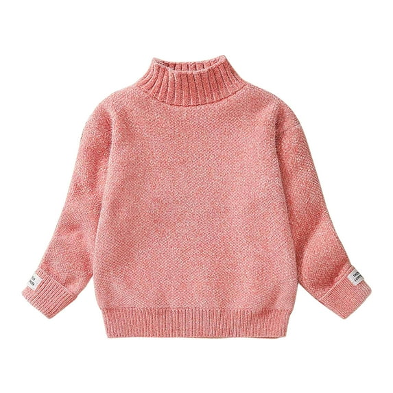 MuZeFu Sweaters for Girls T-Shirt Solid Color Tops Long Sleeves Autumn And Winter Medium And Large Boys Girls Round Neck Pullover Sweater