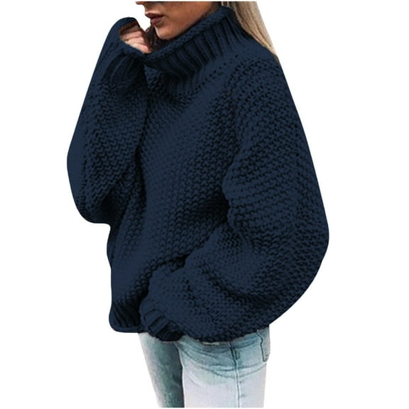 MuZeFu Sweaters for Women Clearance under $10.00 Women's Casual Solid Tops Knitting Long Sleeves Pullover Sweater