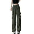thumbnail image 1 of MuZeFu Sweatpants Women Baggy Wide Leg Women's High Waisted Wide Leg Straight Tube Casual Sports Overalls Pants, 1 of 4