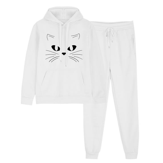 MuZeFu Sweatsuits 2Pcs Sets Womens Sweatsuits 2Pcs Sets Womens Under $20.00 Clearance Outfits Sports Tracksuits Long Sleeve Pullover Hoodies Sweatshirt Loose Coat And Sweatpants Fall Winter Suit