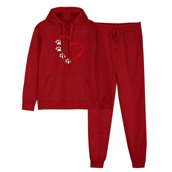 MuZeFu Sweatsuits 2Pcs Sets Womens Sweatsuits 2Pcs Sets Womens Under $20.00 Clearance Outfits Sports Tracksuits Long Sleeve Pullover Hoodies Sweatshirt Loose Coat And Sweatpants Fall Winter Suit