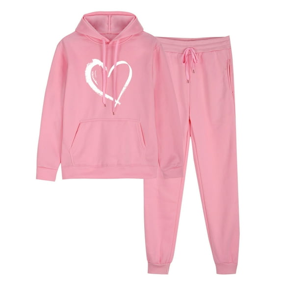 MuZeFu Sweatsuits 2Pcs Sets Womens Sweatsuits Women 2 Piece Outfit Plus Size Outfits Men And Women Sports Tracksuits Long Sleeve Pullover Hoodies Sweatshirt Loose Coat And Sweatpants Fall Winter Suit