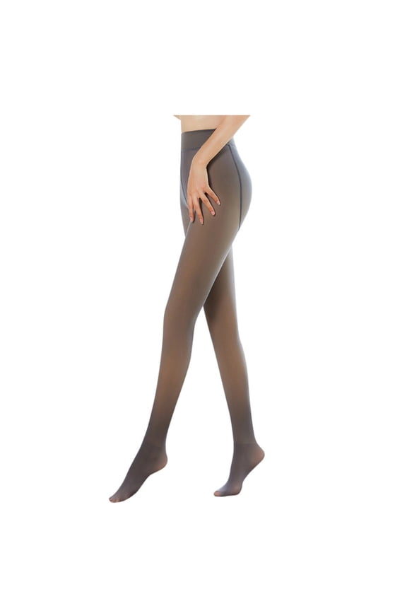Thigh High Stockings for Women Legs Fake Translucent Warm Fleece Pantyhose -Black/Gray/Coffee