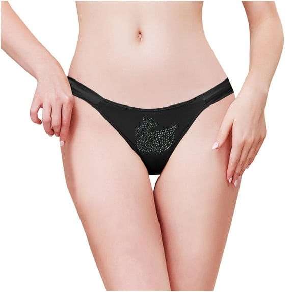 MuZeFu Thongs for Women Black Women's Solid Color High Waisted Bikini Lace Ice Silk Underwear