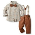 thumbnail image 1 of MuZeFu Toddler Boy Clothes 3T Fall/Winter Sets Children's Fashion Stripe Set Shirt Strap Pants 2-piece Set Long Sleeve Round Neck Top/Shirt Set, 1 of 9