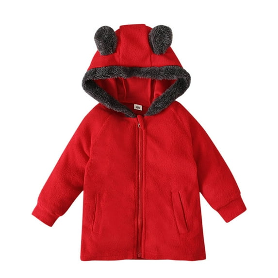 MuZeFu Toddler Boys Girls Thicken Coats Jackets Toddler Kids Baby Boys Girls Fashion Cute Solid Color Keep Warm Zipper Bear Ear Hooded Jacket Coat