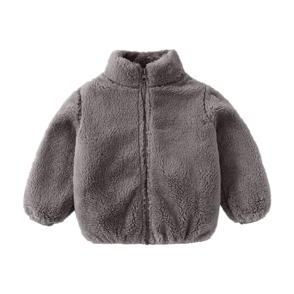MuZeFu Toddler Girl Clothes 3t Toddler Baby Grils Fleece Outwear Boys Zipper Solid-color Thick Kids Warm Coat