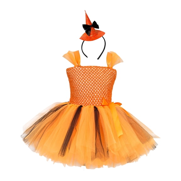 MuZeFu Toddler Girl Clothes Sale Toddler Kids Girls Halloween Fashion Cute Solid Color Mesh Hollow Out Princess Dress Headdress Suit