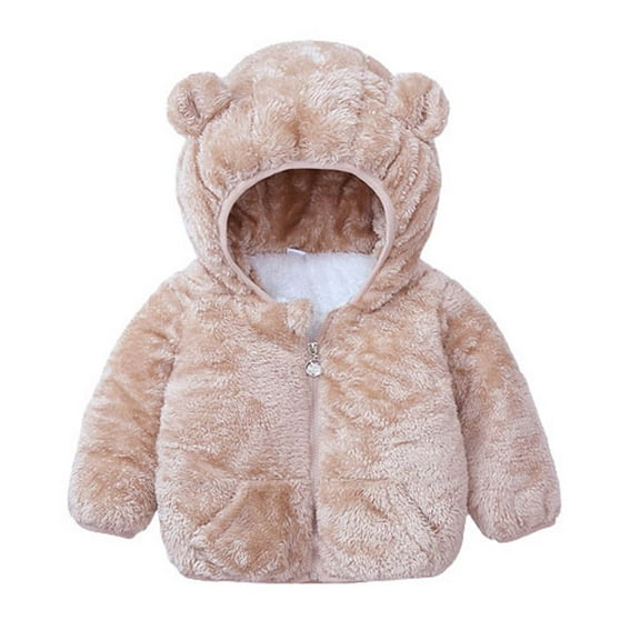 MuZeFu Toddler Girl Clothes Fall Season Baby Girls Baby Boys Cute Ear Zipper Solid Long Sleeve Hooded Casual Outwear Warm Outwear