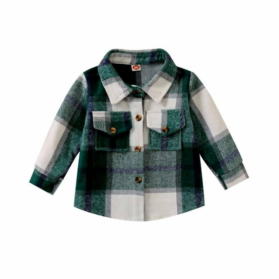 MuZeFu Toddler Girl Clothes Fall Season Toddler Flannel Shirt Jacket Plaid Long Sleeve Lapel Shacket Kids Boys Girls Fall Tops