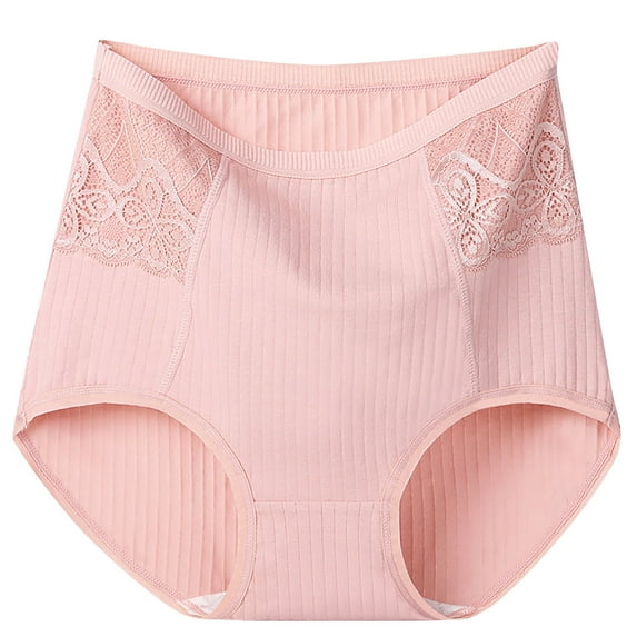 MuZeFu Underwear for Women Briefs Women's Solid Lace Plus Size High Waist Leak Proof Cotton Crotch Shorts Underwear Panties