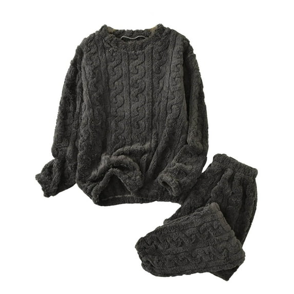 MuZeFu Warm Pajamas for Women Soft Comfy Set Women's Casual Long Sleeved Top Loose Pants Home Clothing Pajama Set