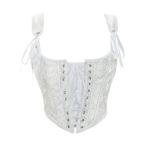 MuZeFu White Corset Top Womens Lace Up Corset Lingerie Bodyshaper Sexy Top