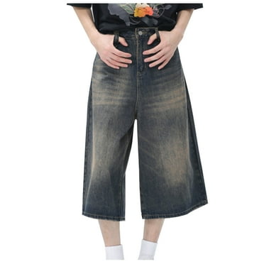 MuZeFu Wide Leg Jeans Women Cropped Women High-Waisted Straight Leg Wide Leg Jeans Cropped Trousers