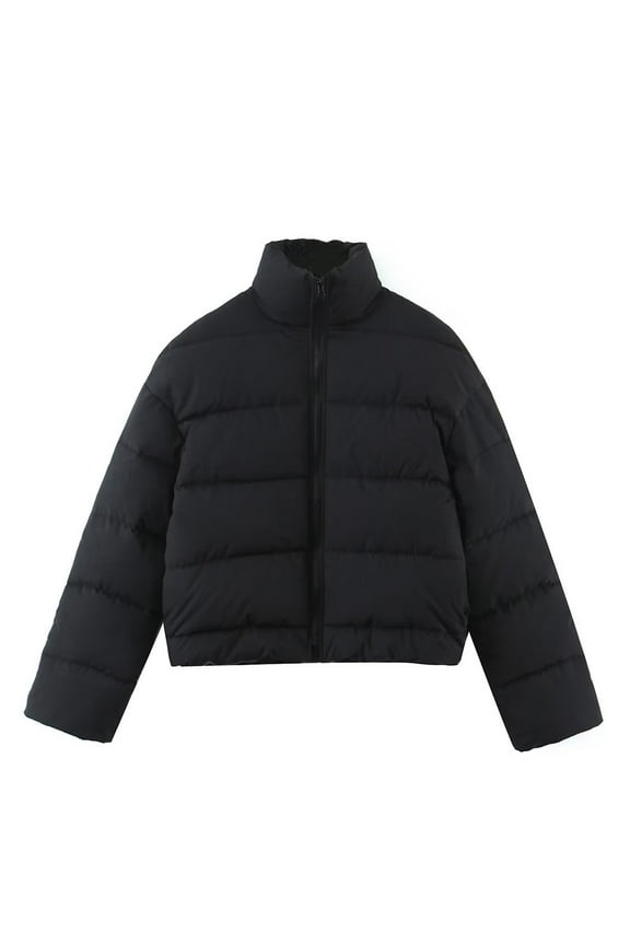 Winter Coat Ladies Thicken Warm Down Cotton Jackets Fashion Women Solid Stand-up Collar Cardigan Down Jacket Outerwear Padded Coat