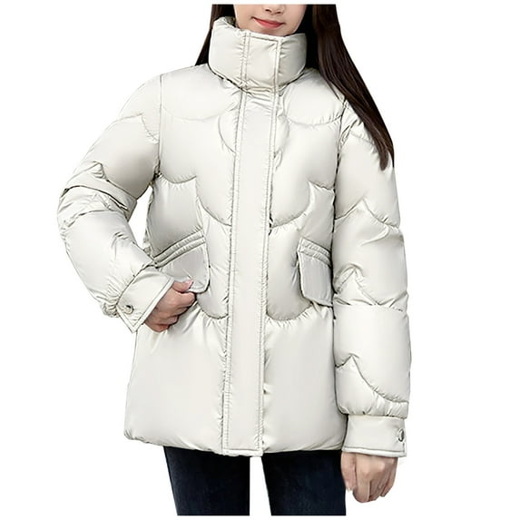 MuZeFu Winter Coat Ladies Thicken Warm Down Cotton Jackets Women Warm Pocket Coat Long Jacket Winter Sleeve Down Parkas