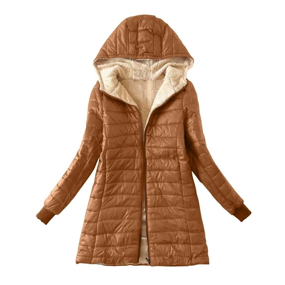 MuZeFu Winter Coat Ladies Thicken Warm Down Cotton Jackets Women's Solid Plus Fleece Cotton Jacket Warm Lamb Fleece Top Coat Sweater Coat