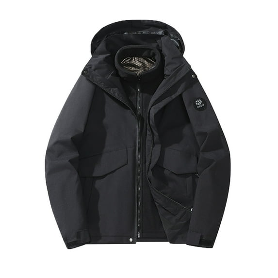 MuZeFu Winter Coats for Men 3x Men's Fashion Casual Solid Color Zipper Pockets Long Sleeve Hooded Windbreaker