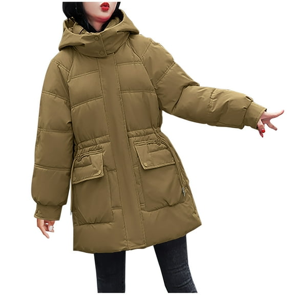 MuZeFu Winter Coats for Women Clearance under $40 Women Warm Pocket Coat Long Jacket Winter Sleeve Down Parkas