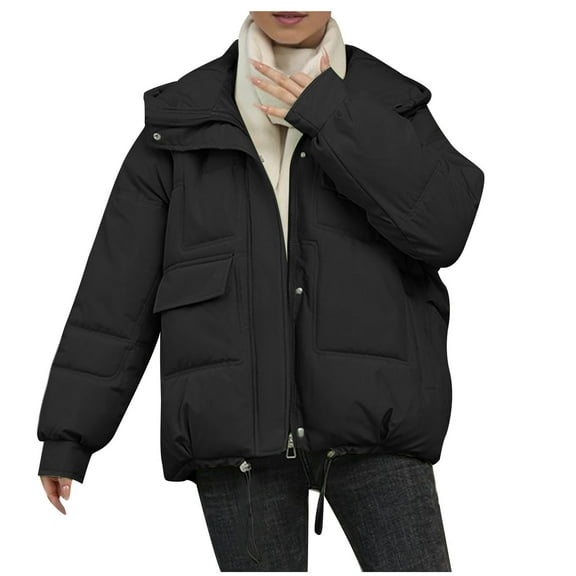 MuZeFu Winter Jacket Women Loose Winter Coat Women's Fall And Winter Long Sleeved Warm Cotton Jacket Bread