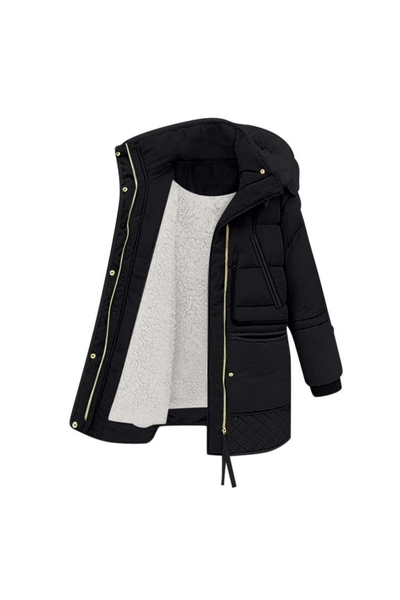 Winter Jacket Women Loose Winter Coat Women's Fashionable Round Neck Single Breasted Thickened Cotton Jacket with Warm And Plush Jacket