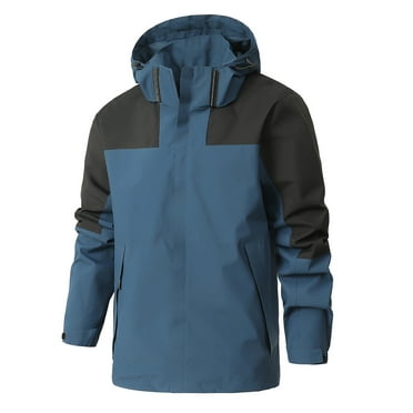 MuZeFu Winter Jackets for Men Big and Tall 5xl Man Color Match Water Resistance Drawstring Pockets Hooded Outdoor Jacket Coat