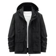 thumbnail image 1 of MuZeFu Winter Jackets for Men Big and Tall 5xl Men's Fashion Casual Solid Color Pockets Zipper Long Sleeve Hooded Casual Outwear Coat, 1 of 5