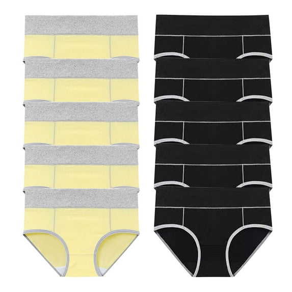 MuZeFu Women'S Plus Size Cotton Underwear 10PC Women's Large Solid Color High Waist Pants With Hip Lifting Underwear