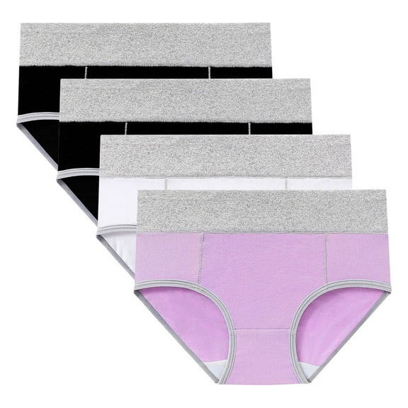 MuZeFu Women'S Plus Size Cotton Underwear 4PC Women's Comfortable High Waisted Panties Women's Physiological Underpants