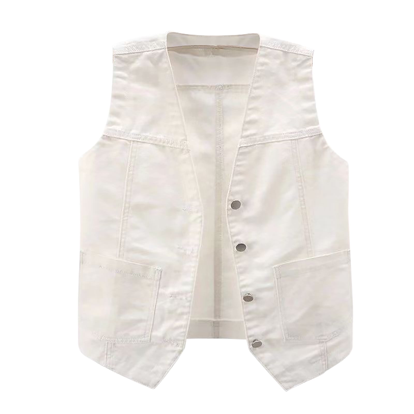 Trendy Women's Sleeveless Denim Vest with V-Neck