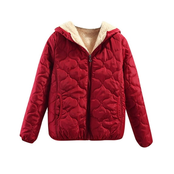 MuZeFu Womens Clothes Clearance under $35.00 Women's Loose Casual Thickened Warm Short Cotton Jacket Long Sleeved Cotton Jacket