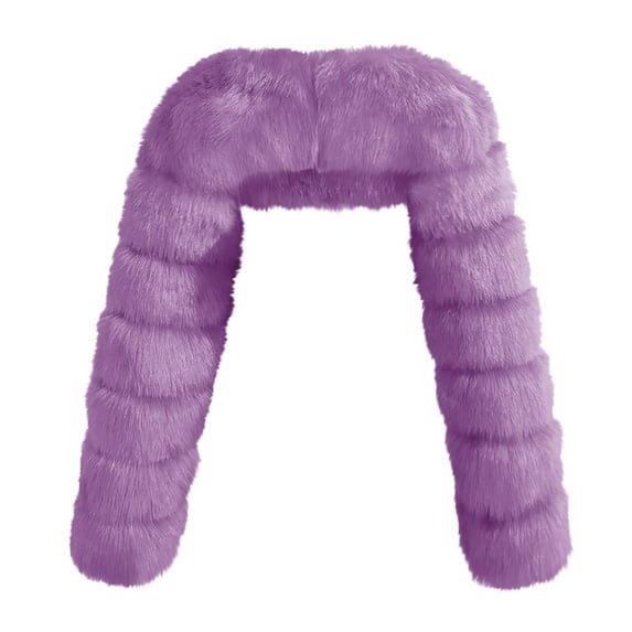 MuZeFu Womens Faux Fur Coats & Jackets- Ladies Warm Faux Fur Coat Jacket Winter Women's Winter Contrast Color Slit Plaid Tassel Knitted Cloak Scarf